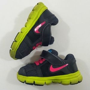 Nike black with Neon green bottoms sneakers baby size 5